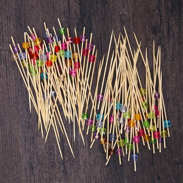 

forks 100 pcs 12 cocktail picks creative square octagonal bead appetizer fruit toothpicks party supplies
