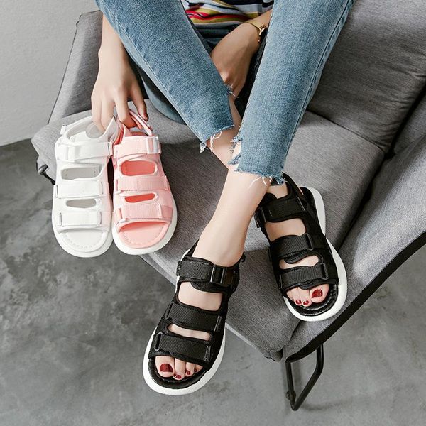 

sandals fashion summer platform sandal flat with open toe women back strap designer shoes jtml, Black