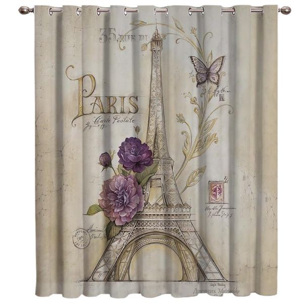 

curtain & drapes vintage paris tower butterfly window treatments curtains valance room large blinds bathroom