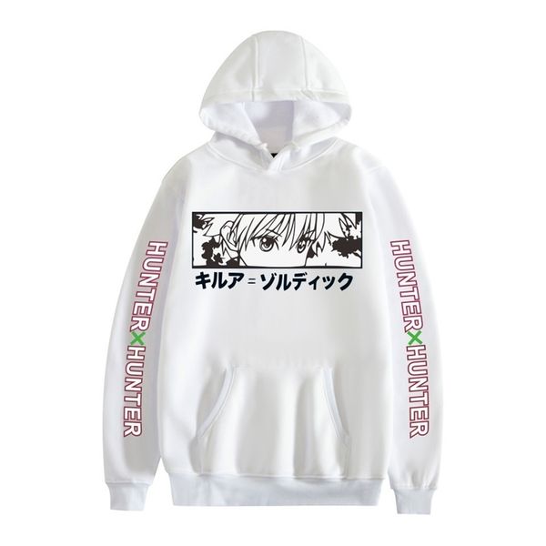 

riman full time cartoon japanese anime x hunter letter printed hooded autumn and winter sweater, Black