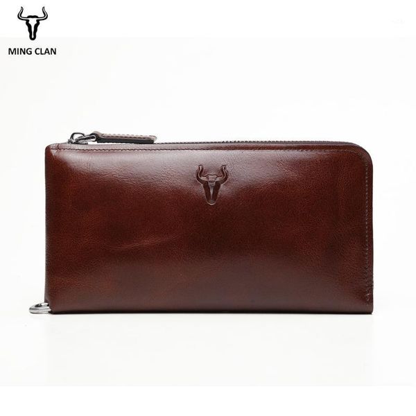 

wallets mingclan mens clutch bag italian tan leather men's purse detachable strap phone wallet card holder zipper1, Red;black