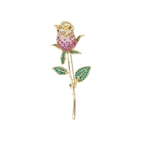 

pins, brooches madalena sarara cubic zirconia rose flower women suit brooch colorful handmade fine quality, Gray