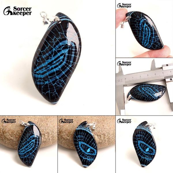 

pendant necklaces fashion women man necklace big natural botswana agates stone "s" slide healing crystals for jewelry making 1 pcs, Silver