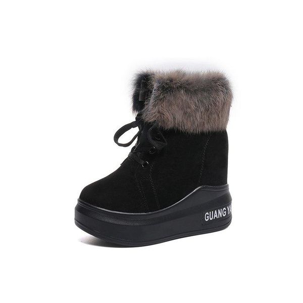 

boots 2021 brand women fashion warm winter snow stylish ankle wedge platform high heels woman autumn sneakers, Black