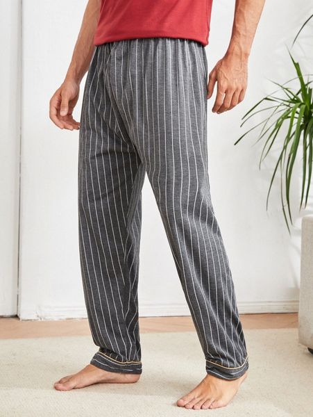 

men vertical stripe pajama pants u91g#, Black;brown