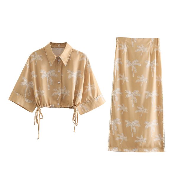 

holiday style printed drawstring short waist short women's shirt + high waist bag hip female skirt suit 210507, White