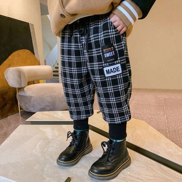 

trousers 2021 fall baby boys casual plaid autumn pants kids children loose bottoms clothing, Blue