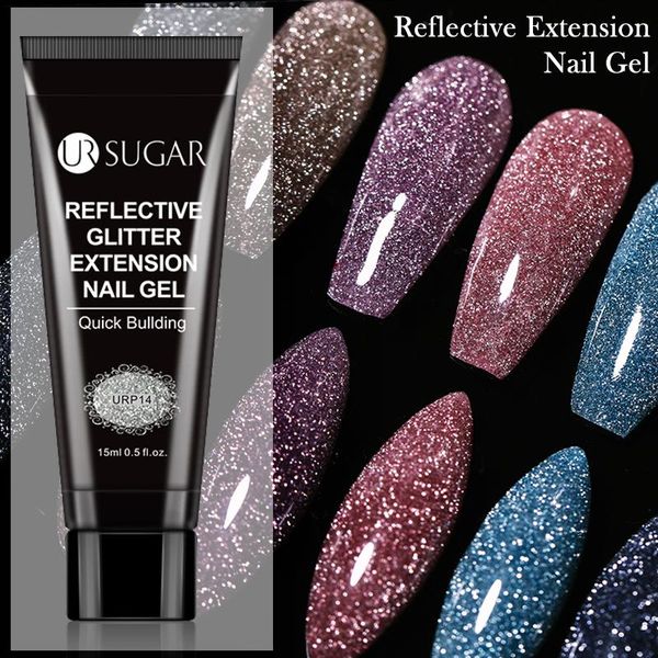

nail gel silver reflective glitter extension polish 15ml acrylic fast building hybrid uv varnish for art, Red;pink