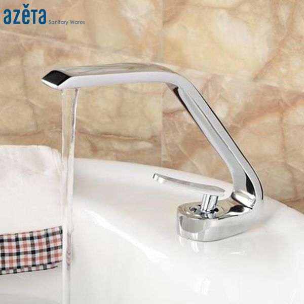 

bathroom sink faucets brass chrome plated basin faucet single hole deck mounted modern style cold & water function mixer tap at3388