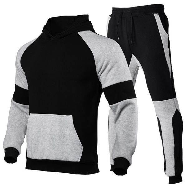 

men's tracksuits 2021 spring and autumn trend sweater + fashion pants jogging sports leisure men's women's hooded suit, Gray