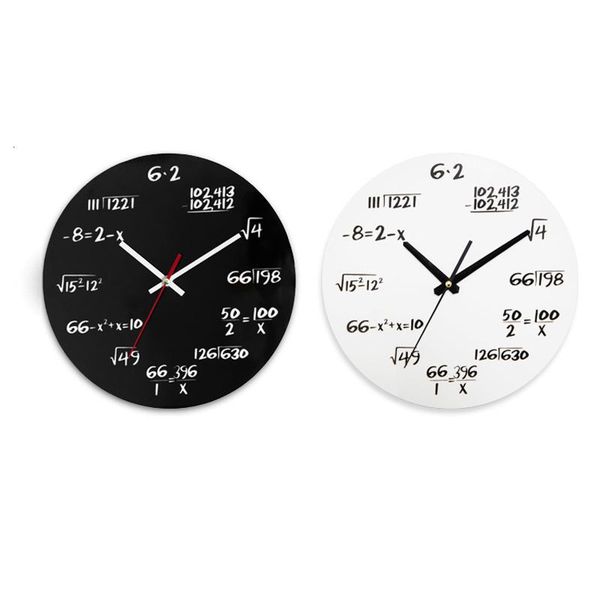 

wall clocks modern home decor acrylic clock math equations mounted quartz needles horloge watch
