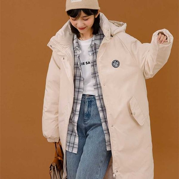 

s-3xlplus sizedown padded jacket women's mid-length section korean loose ins harajuku cotton-padded clothes trend 211216, Black