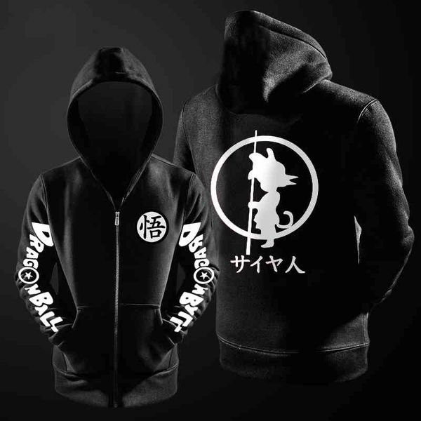 

harajuku hip hop anime hoodi streetwear cotton zipper coat student youth coupl men hoodie sweatshirt, Black