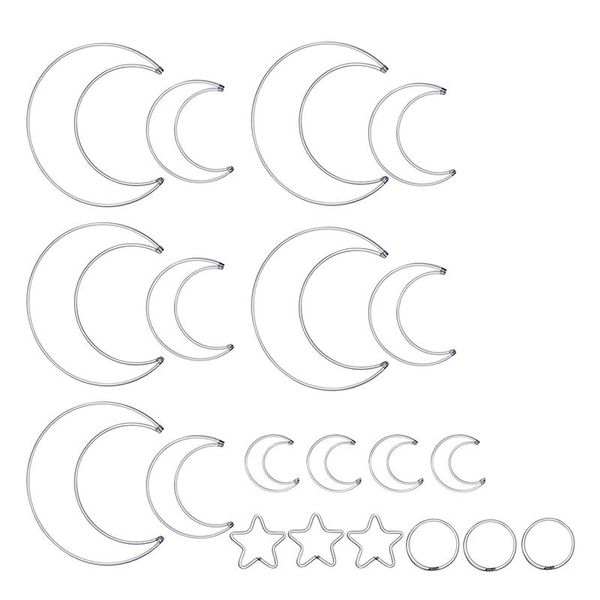 

decorative objects & figurines 20 pieces moon dream catcher rings hoops star circle macrame for diy craft making
