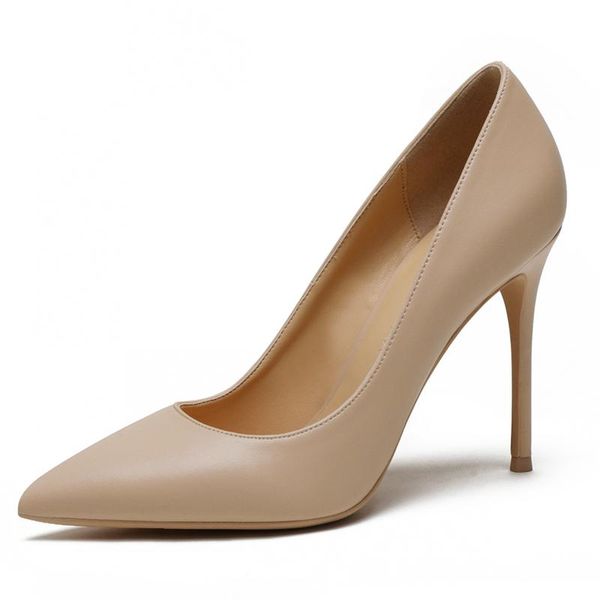 

dress shoes fashion genuine leather thin heel pumps party women comfortable woman white office ladies m0005, Black