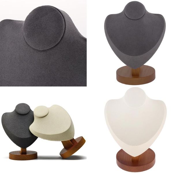 

jewelry pouches, bags wood mannequin bust necklace pendant neck model stand holder display, Pink;blue