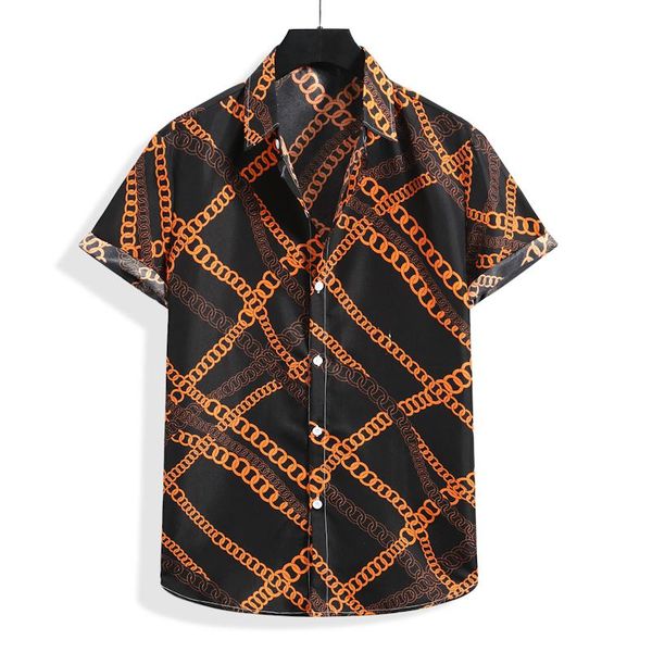 

men's casual shirts 2021 summer half sleeve floral shirt printed beach hawaii resort trend short, White;black