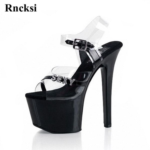 

rncksi summer women high platform open toe shoes 17cm high-heeled slippers, Black