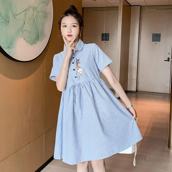 

maternity dresses 83977# clothes nursing dress loose stylish embroidery pregnant women pregnancy breastfeeding, White