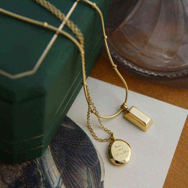

pea gianduja noisettes colorfast anti-allergy 18k gold titanium steel american ins blogger clavicle chain short necklace h1125, Silver