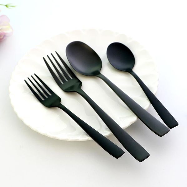 

flatware sets 4pcs matte black dinnerware set stainless steel tableware knife fork spoon silverware cutlery for kitchen