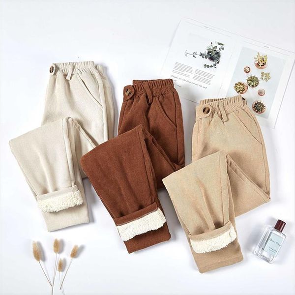 

winter plus size 2xl womens capris high waist corduroy streetwear casual joggers women cargo warm fitness sweatpants, Black;white