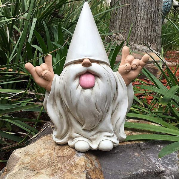 

funny resin dwarf white old man statue fairy gardening naughty gnome elf figurines home lawn decoration sculpture accessories#38 garden deco