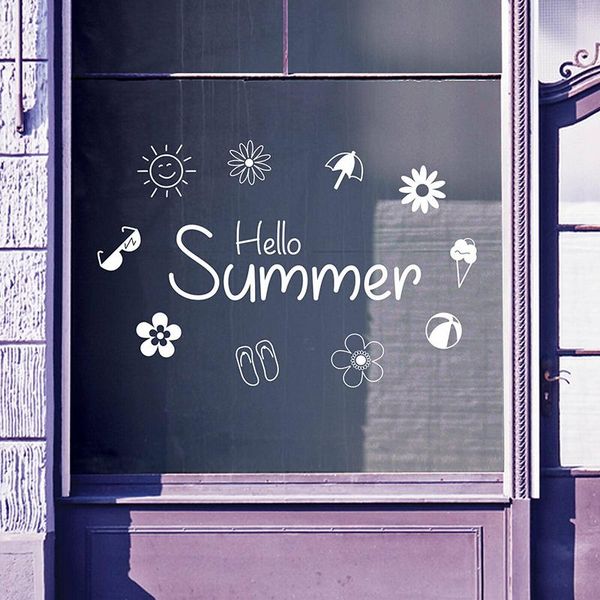 

wall stickers hello summer time greetings vinyls shop window display decals