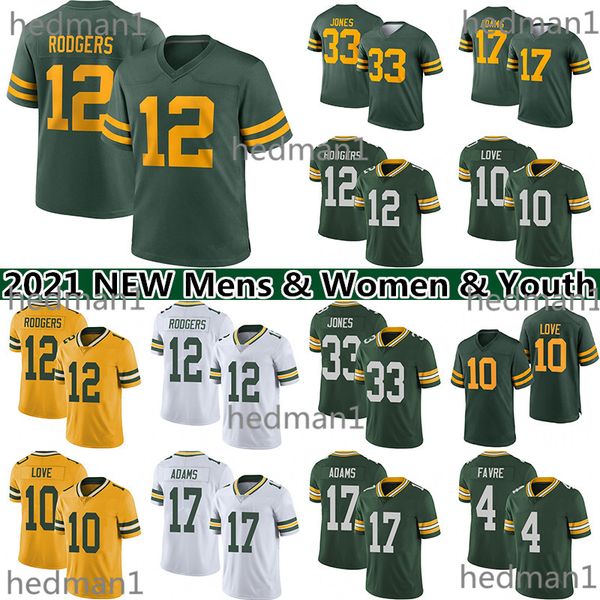 

12 aaron rodgers 10 love 17 davante adam football jersey 4 favre 33 jones 69 bakhtiari mens women youth jerseys, Black;red