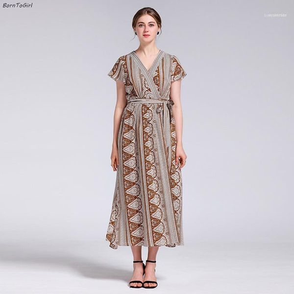 

casual dresses borntogirl women maxi long dress spring summer autumn short sleeve v neck khaki robe ete femme 20211, Black;gray