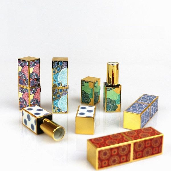 

storage bottles & jars square lip tube 12.1mm empty 3d printing lipstick chinese style plastic packing cosmetic container 10pcs/lot