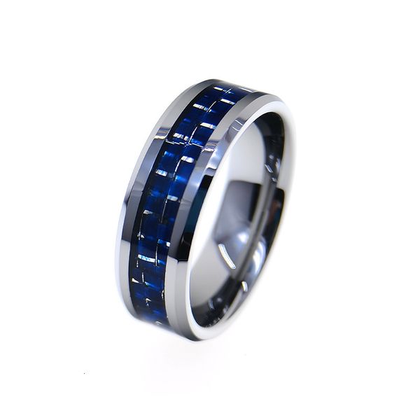 

ring fashion jewelry for father, boyfriend and husband carbon fiber men's tungsten steel inlaid, Silver