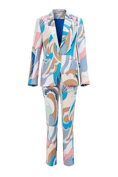 

exquisite high-end suit autumn and winter 2021 printed women's fine lapel one button, White;black