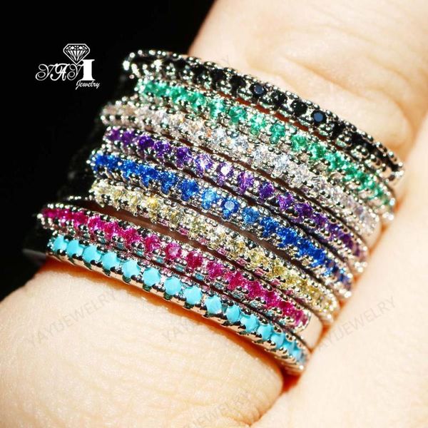 

wedding rings yayi jewelry princess cut 2.7 ct multi zircon silver filled color engagement heart girls party ring, Slivery;golden