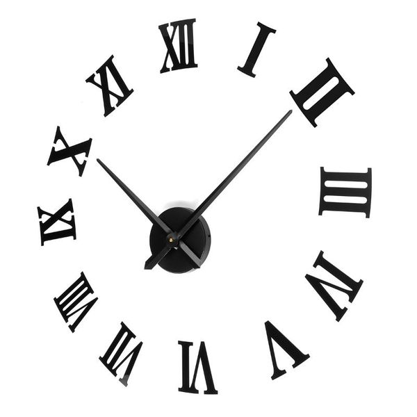 

wall clock roman numerals large size mirrors luxury art sticker for living room modern home decoration clocks