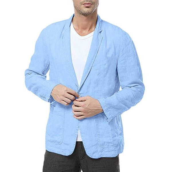 

tide nice blazer man cotton blend solid suit jacket autumn casual mianma male single breasted size m-3xl men's suits & blazers, White;black