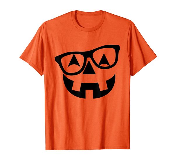 

pumpkin shirt with glasses, pumpkin nerd shirt, White;black