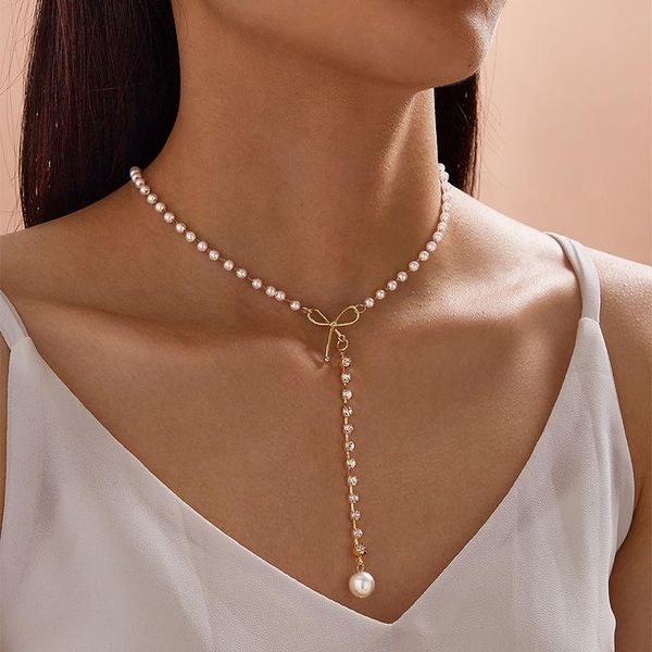 

pendant necklaces pearl necklace women fashion choker drop charm vintage clavicle chain charming wedding party birthday jewelry, Silver