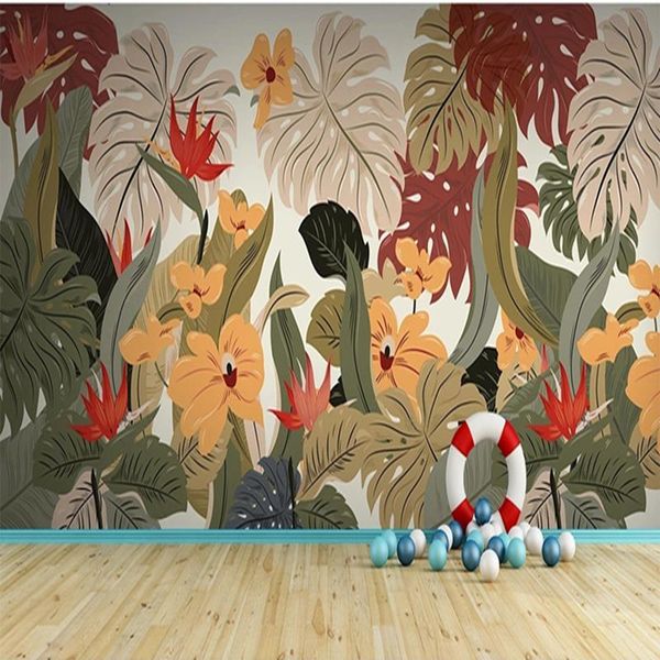 

wallpapers custom 3d mural tropical plants banana leaves po wallpaper for kids bedroom living room background wall decor non-woven paper