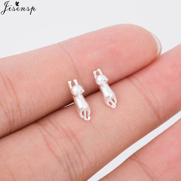 

stud jisensp 925 sterling silver earring cute tiny cat earrings for daughter's gift female minimalist jewelry pendientes mujer, Golden;silver