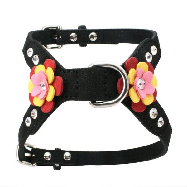 

exquisite velvet flower pet chest strap dog harness vest collar adjustable soft collars & leashes