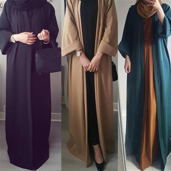 

casual dresses abaya ramadan womens lady front open cardigan islamic long dress muslim for women gown, Black;gray