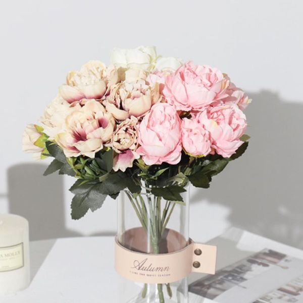 

decorative flowers & wreaths pink silk artificial peony bouquet for studio living room dercor fake decoration home wedding arrangement