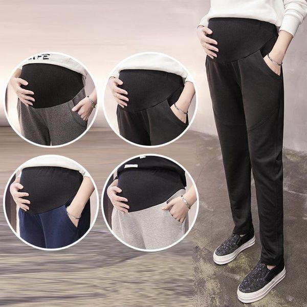 

high waist casual maternity pants fall spring clothes sports pant pregnant for women trousers premama clothing bottoms, White