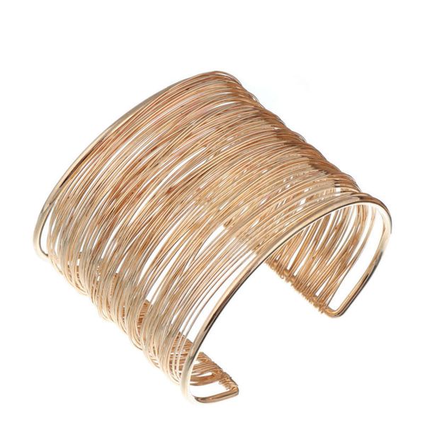 

hand catenary selling punk style exaggerated metal wire open bracelet, Golden;silver