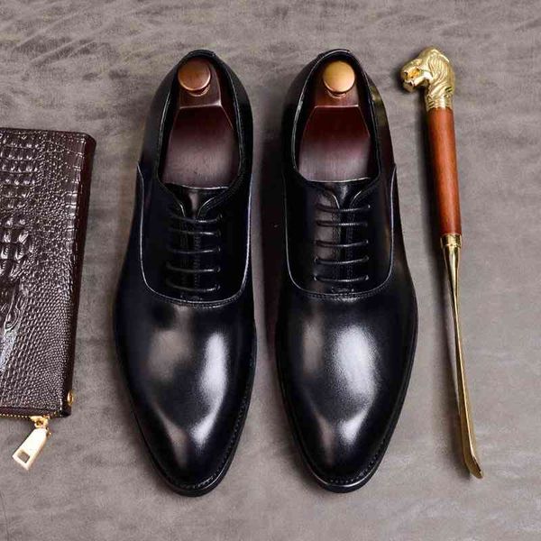 

quality handmade high oxford dress shoes men genuine cow leather suit footwear wedding formal italian for a161, Black