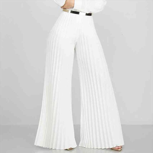 

office lady pleated wide leg pants women autumn work business elegant long trousers female loose high waisted palazzo pants, Black;white