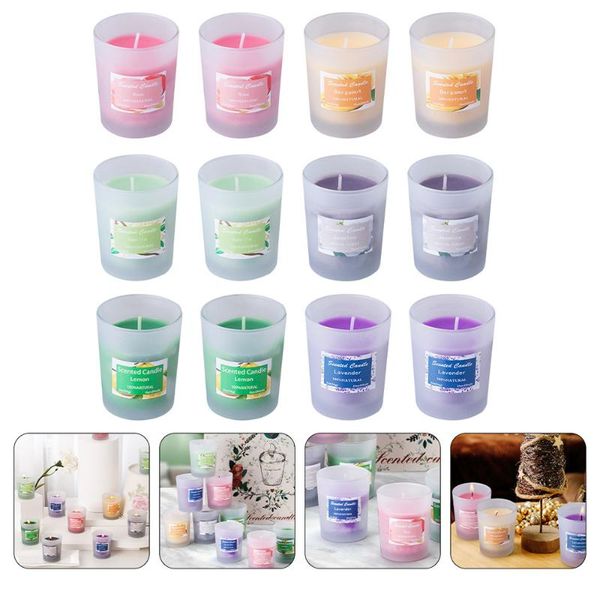 

candles 12pcs soy wax glass jar scented (assorted color)