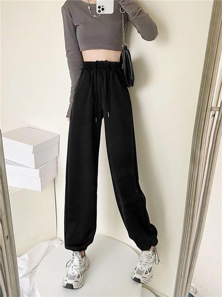 

women's pants & capris live s autumn and winter loose sports casual jogger, Black;white