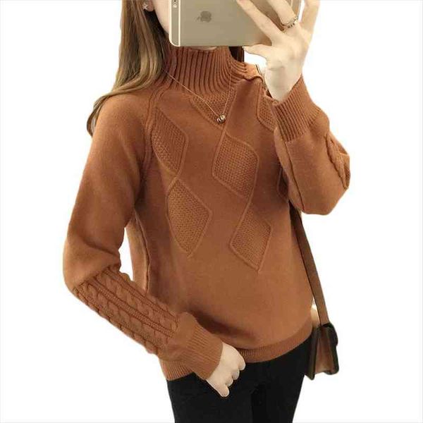 

autumn turtleneck sweater winter warm womens long sleeve knitted sweaters solid female casual loose pullovers, White;black
